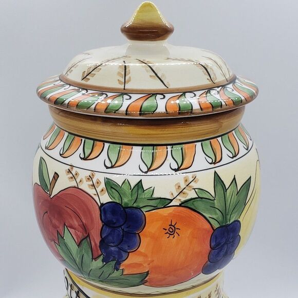 Nonni's Biscotti Hand Painted Fruit Motif Cookie Jar - Picture 2 of 16
